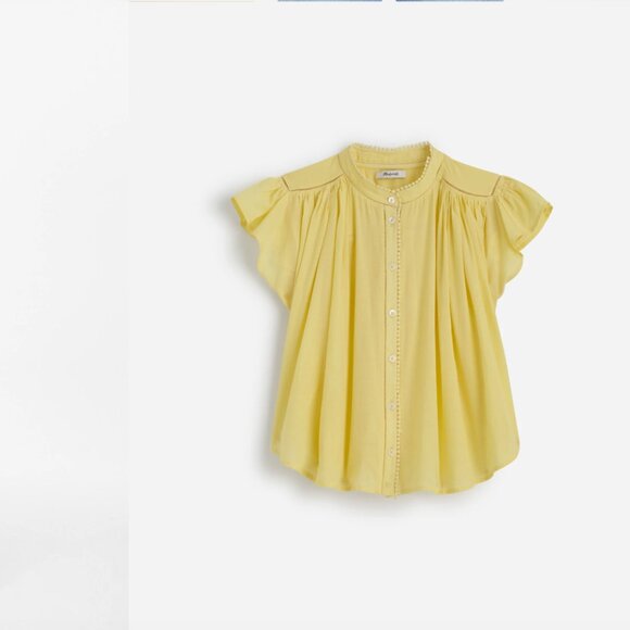 Madewell Shirred Lace-Trim top - Picture 1 of 4
